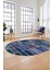 Baskılı Kaymaz Taban Yıkanabilir Patchwork Desen Oval Yolluk Salon Halısı, O-Patchwork-09-Mavi, 3