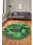 Baskılı Kaymaz Yıkanabilir Patchwork Desen Yuvarlak Mutfak Salon Halısı, Y-Patchwork-16-Yeşil, 2