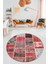 Baskılı Kaymaz Yıkanabilir Patchwork Desen Yuvarlak Mutfak Salon Halısı, Y-Patchwork-04-Kırmızı, 4