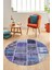 Baskılı Kaymaz Yıkanabilir Patchwork Desen Yuvarlak Mutfak Salon Halısı, Y-Patchwork-04-Mavi, 2
