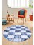 Baskılı Kaymaz Yıkanabilir Patchwork Desen Yuvarlak Mutfak Salon Halısı, Y-Patchwork-19-Mavi, 4