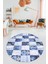 Baskılı Kaymaz Yıkanabilir Patchwork Desen Yuvarlak Mutfak Salon Halısı, Y-Patchwork-19-Mavi, 5