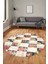 Baskılı Kaymaz Yıkanabilir Patchwork Desen Yuvarlak Mutfak Salon Halısı, Y-Patchwork-19-Renkli, 1