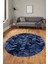 Baskılı Kaymaz Yıkanabilir Patchwork Desen Yuvarlak Mutfak Salon Halısı, Y-Patchwork-13-Mavi, 4