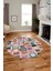 Baskılı Kaymaz Yıkanabilir Patchwork Desen Yuvarlak Mutfak Salon Halısı, Y-Patchwork-14-Renkli, 4