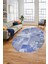 Baskılı Kaymaz Taban Yıkanabilir Patchwork Desen Oval Yolluk Salon Halısı, O-Patchwork-20-Mavi, 1