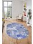 Baskılı Kaymaz Taban Yıkanabilir Patchwork Desen Oval Yolluk Salon Halısı, O-Patchwork-20-Mavi, 3