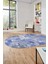 Baskılı Kaymaz Taban Yıkanabilir Patchwork Desen Oval Yolluk Salon Halısı, O-Patchwork-20-Mavi, 4