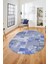 Baskılı Kaymaz Taban Yıkanabilir Patchwork Desen Oval Yolluk Salon Halısı, O-Patchwork-20-Mavi, 5