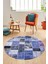 Baskılı Kaymaz Yıkanabilir Patchwork Desen Yuvarlak Mutfak Salon Halısı, Y-Patchwork-03-Mavi, 3