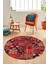 Baskılı Kaymaz Yıkanabilir Patchwork Desen Yuvarlak Mutfak Salon Halısı, Y-Patchwork-06-Kırmızı, 2