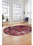 Baskılı Kaymaz Taban Yıkanabilir Patchwork Desen Oval Yolluk Salon Halısı, O-Patchwork-12-Kırmızı, 1