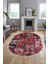 Baskılı Kaymaz Taban Yıkanabilir Patchwork Desen Oval Yolluk Salon Halısı, O-Patchwork-12-Kırmızı, 2