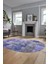 Baskılı Kaymaz Taban Yıkanabilir Patchwork Desen Oval Yolluk Salon Halısı, O-Patchwork-17-Mavi, 1
