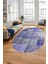 Baskılı Kaymaz Taban Yıkanabilir Patchwork Desen Oval Yolluk Salon Halısı, O-Patchwork-17-Mavi, 2