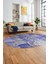 Baskılı Kaymaz Taban Yıkanabilir Patchwork Desen Oval Yolluk Salon Halısı, O-Patchwork-17-Mavi, 3