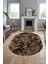 Baskılı Kaymaz Taban Yıkanabilir Patchwork Desen Oval Yolluk Salon Halısı, O-Patchwork-13-Kahve, 2