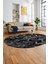 Baskılı Kaymaz Taban Yıkanabilir Patchwork Desen Oval Yolluk Salon Halısı, O-Patchwork-13-Antrasit, 5