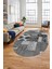 Baskılı Kaymaz Taban Yıkanabilir Patchwork Desen Oval Yolluk Salon Halısı, O-Patchwork-16-Gri, 3