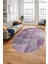Baskılı Kaymaz Taban Yıkanabilir Patchwork Desen Oval Yolluk Salon Halısı, O-Patchwork-17-Pembe, 2