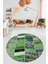 Baskılı Kaymaz Yıkanabilir Patchwork Desen Yuvarlak Mutfak Salon Halısı, Y-Patchwork-10-Yeşil, 1