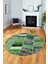 Baskılı Kaymaz Yıkanabilir Patchwork Desen Yuvarlak Mutfak Salon Halısı, Y-Patchwork-10-Yeşil, 3