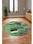 Baskılı Kaymaz Yıkanabilir Patchwork Desen Yuvarlak Mutfak Salon Halısı, Y-Patchwork-10-Yeşil, 4