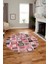 Baskılı Kaymaz Yıkanabilir Patchwork Desen Yuvarlak Mutfak Salon Halısı, Y-Patchwork-14-Kırmızı, 4