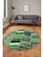 Baskılı Kaymaz Yıkanabilir Patchwork Desen Yuvarlak Mutfak Salon Halısı, Y-Patchwork-10-Yeşil, 5