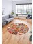 Baskılı Kaymaz Yıkanabilir Patchwork Desen Yuvarlak Mutfak Salon Halısı, Y-Patchwork-11-Renkli, 1