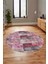 Baskılı Kaymaz Yıkanabilir Patchwork Desen Yuvarlak Mutfak Salon Halısı, Y-Patchwork-18-Pembe, 1