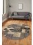 Baskılı Kaymaz Yıkanabilir Patchwork Desen Yuvarlak Mutfak Salon Halısı, Y-Patchwork-16-Vizon, 2