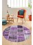 Baskılı Kaymaz Yıkanabilir Patchwork Desen Yuvarlak Mutfak Salon Halısı, Y-Patchwork-04-Mor, 2