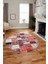 Baskılı Kaymaz Yıkanabilir Patchwork Desen Yuvarlak Mutfak Salon Halısı, Y-Patchwork-03-Kırmızı, 1