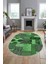 Baskılı Kaymaz Taban Yıkanabilir Patchwork Desen Oval Yolluk Salon Halısı, O-Patchwork-16-Yeşil, 1