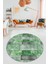 Baskılı Kaymaz Yıkanabilir Patchwork Desen Yuvarlak Mutfak Salon Halısı, Y-Patchwork-18-Yeşil, 5
