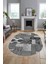 Baskılı Kaymaz Taban Yıkanabilir Patchwork Desen Oval Yolluk Salon Halısı, O-Patchwork-16-Gri, 1