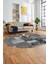 Baskılı Kaymaz Taban Yıkanabilir Patchwork Desen Oval Yolluk Salon Halısı, O-Patchwork-16-Gri, 4