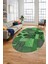 Baskılı Kaymaz Taban Yıkanabilir Patchwork Desen Oval Yolluk Salon Halısı, O-Patchwork-16-Yeşil, 3