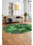 Baskılı Kaymaz Taban Yıkanabilir Patchwork Desen Oval Yolluk Salon Halısı, O-Patchwork-16-Yeşil, 4