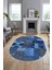 Baskılı Kaymaz Taban Yıkanabilir Patchwork Desen Oval Yolluk Salon Halısı, O-Patchwork-16-Mavi, 1