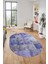 Baskılı Kaymaz Taban Yıkanabilir Patchwork Desen Oval Yolluk Salon Halısı, O-Patchwork-17-Mavi, 4