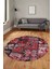 Baskılı Kaymaz Yıkanabilir Patchwork Desen Yuvarlak Mutfak Salon Halısı, Y-Patchwork-12-Kırmızı, 4