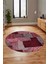 Baskılı Kaymaz Yıkanabilir Patchwork Desen Yuvarlak Mutfak Salon Halısı, Y-Patchwork-15-Kırmızı, 2