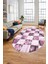 Baskılı Kaymaz Taban Yıkanabilir Patchwork Desen Oval Yolluk Salon Halısı, O-Patchwork-19-Pembe, 2
