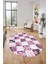 Baskılı Kaymaz Taban Yıkanabilir Patchwork Desen Oval Yolluk Salon Halısı, O-Patchwork-19-Pembe, 4