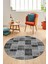 Baskılı Kaymaz Yıkanabilir Patchwork Desen Yuvarlak Mutfak Salon Halısı, Y-Patchwork-07-Gri, 1