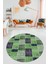 Baskılı Kaymaz Yıkanabilir Patchwork Desen Yuvarlak Mutfak Salon Halısı, Y-Patchwork-07-Yeşil, 2