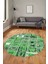Baskılı Kaymaz Yıkanabilir Patchwork Desen Yuvarlak Mutfak Salon Halısı, Y-Patchwork-11-Yeşil, 4