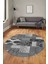 Baskılı Kaymaz Yıkanabilir Patchwork Desen Yuvarlak Mutfak Salon Halısı, Y-Patchwork-16-Gri, 3